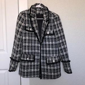 Black and white plaid blazer